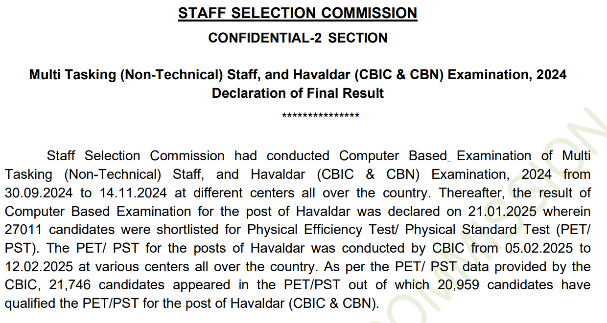 multi tasking (non-technical) staff examination