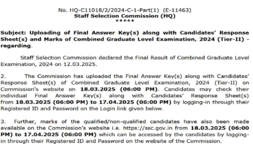 SSC CGL 2024 Final Answer Key